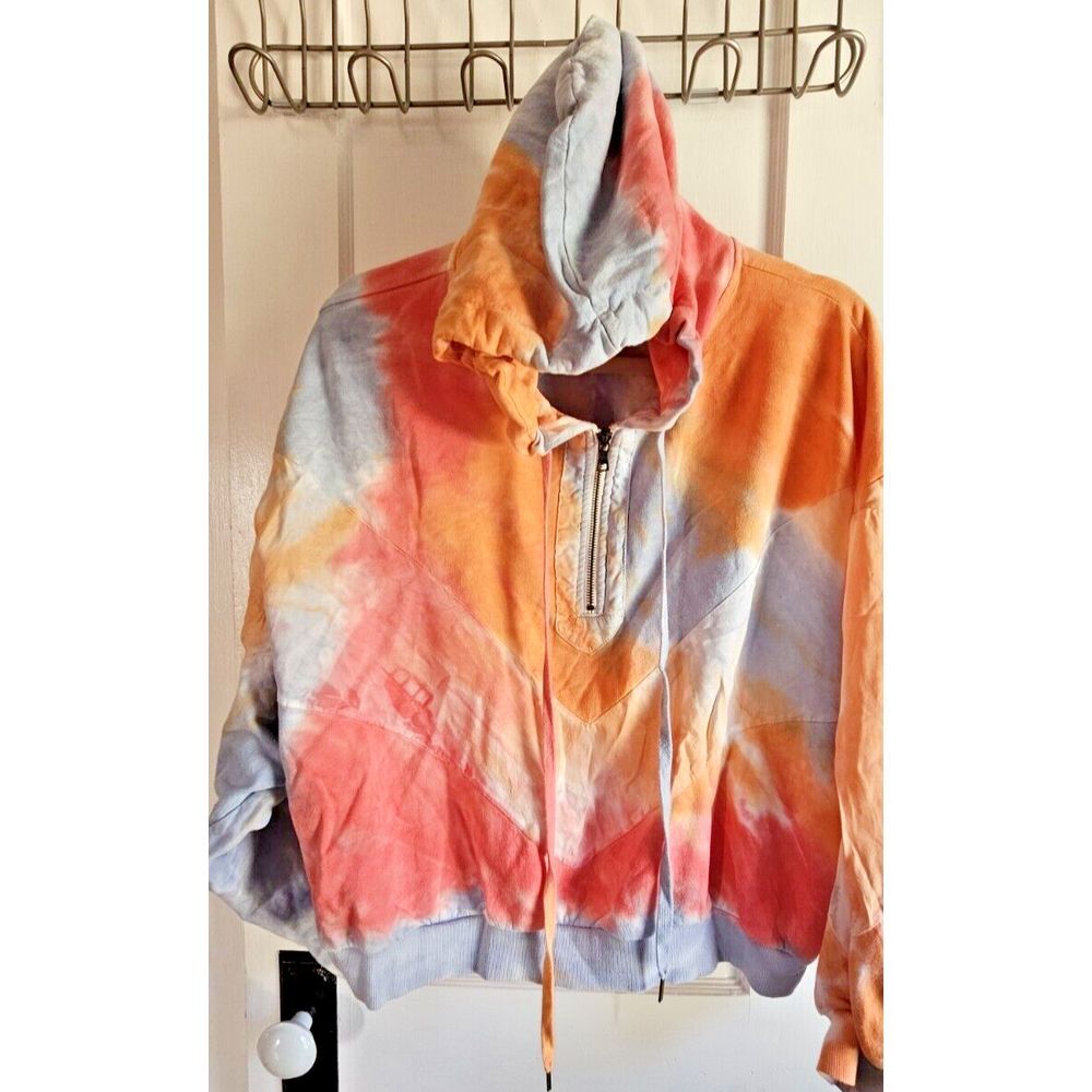 Victoria's Secret Pink slouchy sport hoodie full zip tie-dyed cropped Sz L